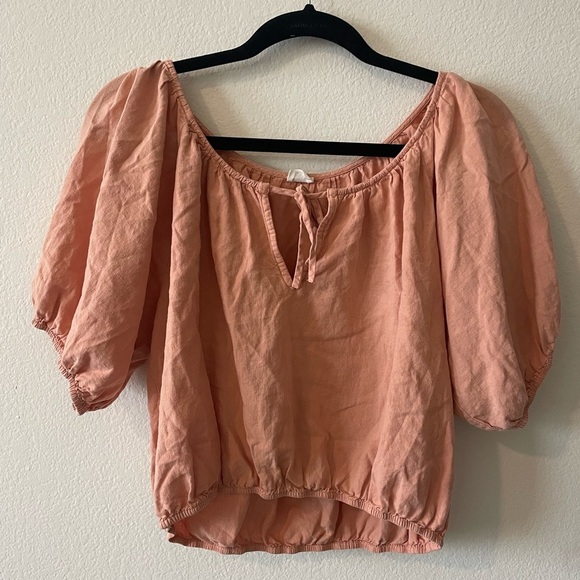 Wilfred free peach puff sleeve cropped short sleeve blouse - Picture 1 of 3